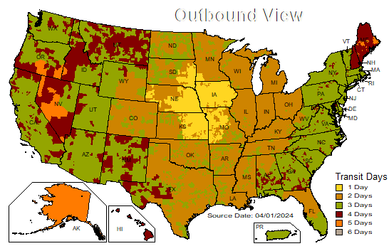US Time in Transit Map