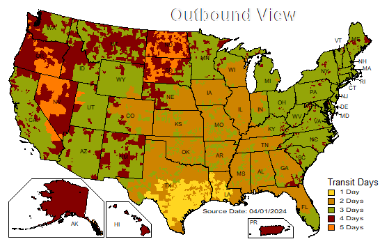 US Time in Transit Map