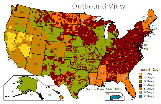 US Time in Transit Map