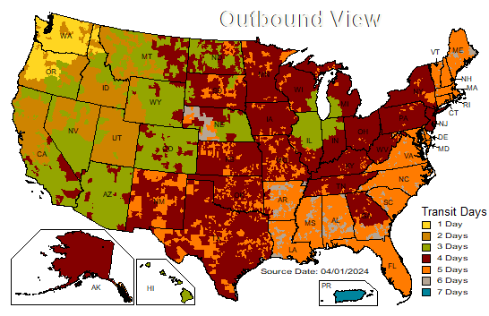 US Time in Transit Map